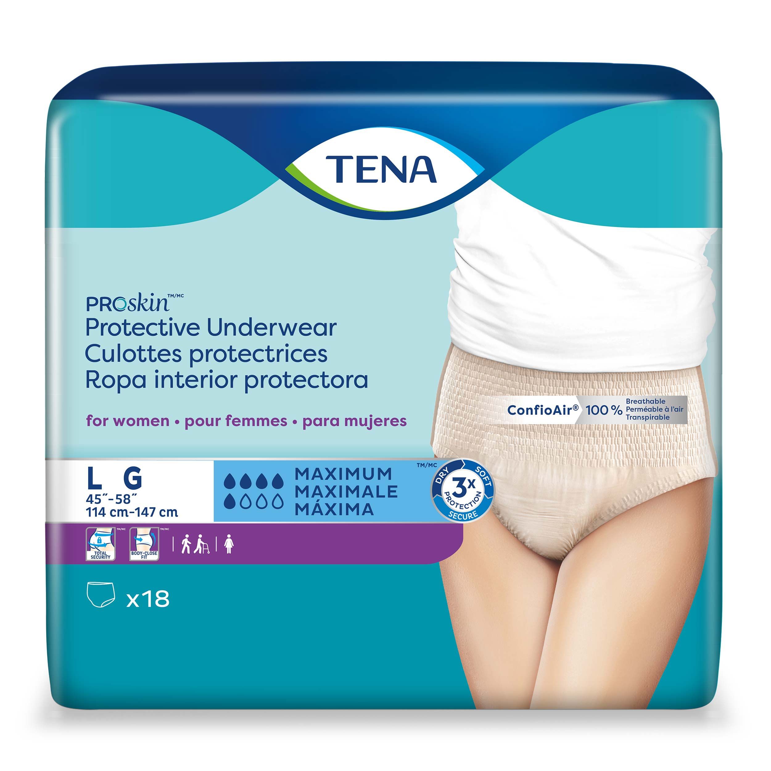 TENA Proskin Maximum Absorbency Underwear for Women - S/M, L, XL