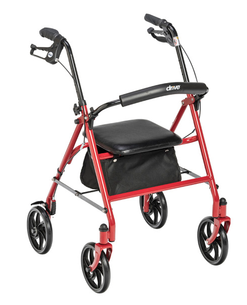 Drive Medical 10257RD-1 Four Wheel Rollator Walker w/ Fold-Up Removable  Back Support & 7.5" Casters