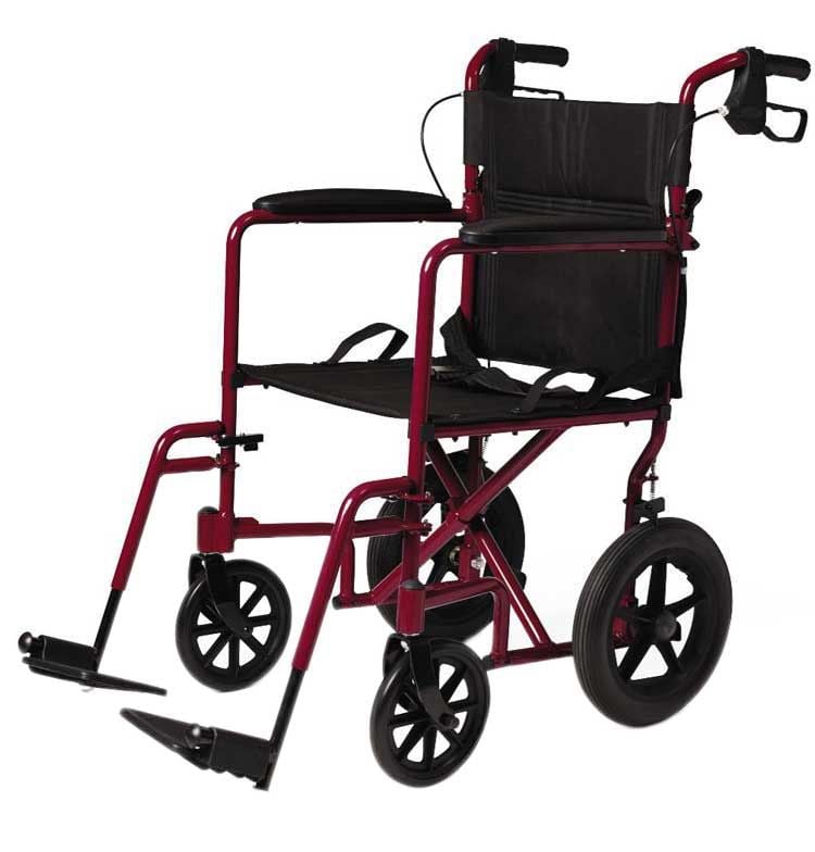 Medline Lightweight Transport Adult Folding Wheelchair with 12" Wheels