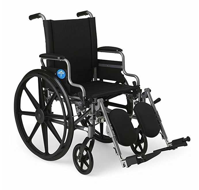 Medline Strong and Sturdy Wheelchair with Arms and Footrests or Legrests -  K1 Wheel Chair