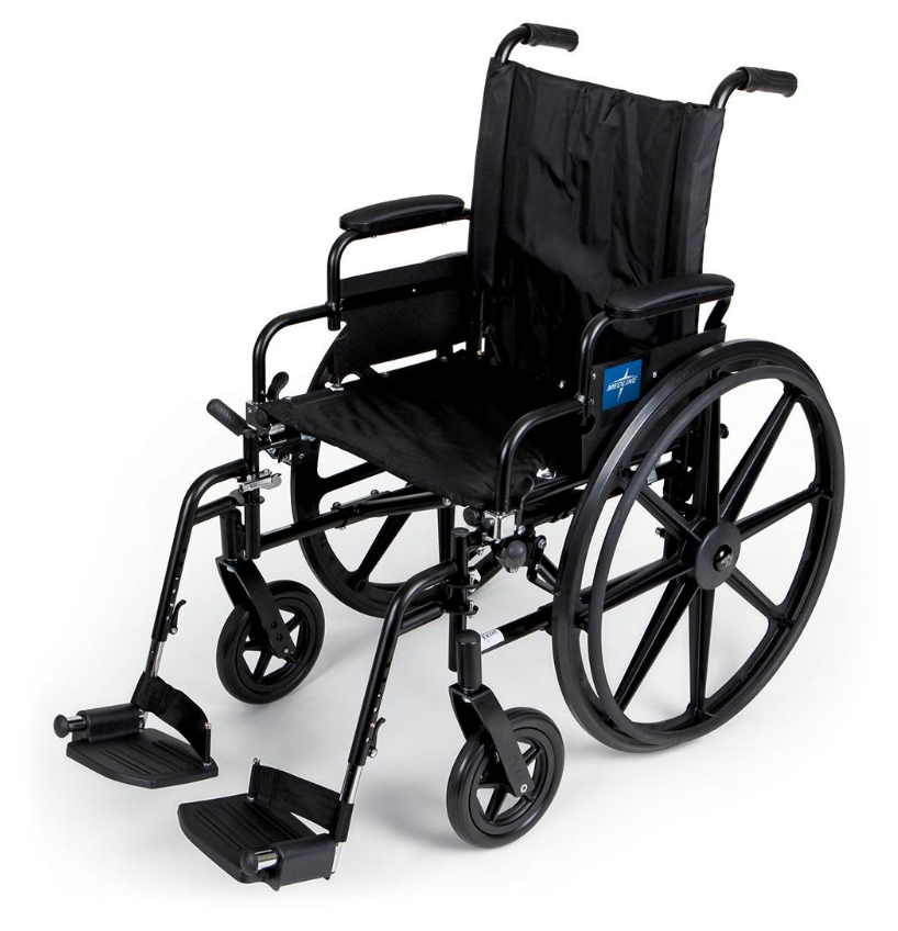 Medline Comfort Driven Wheelchair with Arm Rests and Leg Rests or Foot Rests